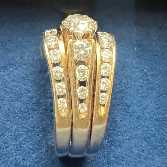 Vintage ladies wedding set, stamped 14k yellow gold, 1.20 carats. - Picture 3 of 9